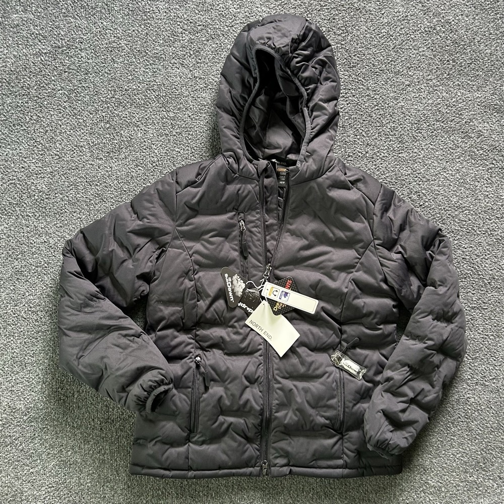 North End Jacket Womens XL Gray Hooded Insulated Puffer Softshell Waterproof